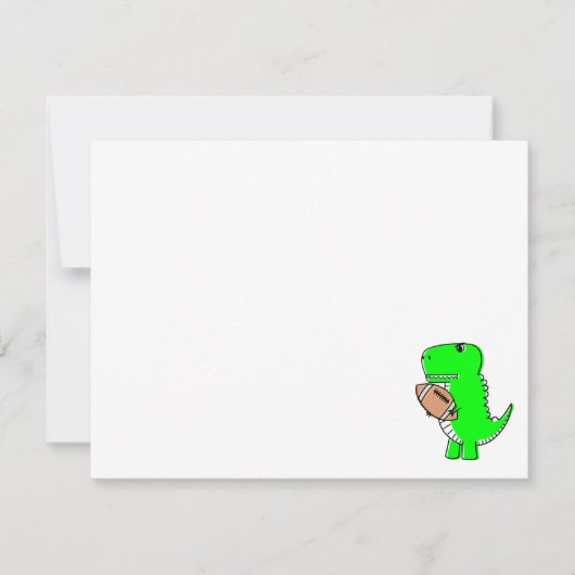 Groene Dinosaur houdt van Football dat 3x3 wordt g Notitiekaartje (Voorkant)