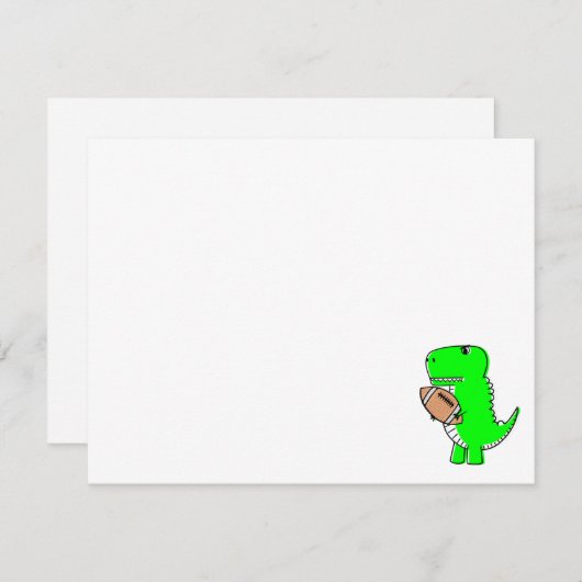Groene Dinosaur houdt van Football dat 3x3 wordt g Notitiekaartje (Voorkant / Achterkant)