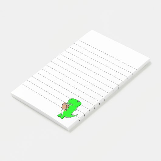 Groene Dinosaur houdt van Football Post-it® Notes (Schuin)