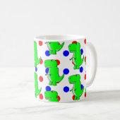 Groene Dinosaur Red Blue Polka Dot Pattern Koffiemok (Voorkant rechts)