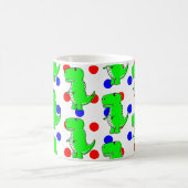 Groene Dinosaur Red Blue Polka Dot Pattern Koffiemok (Center)