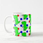 Groene Dinosaur Red Blue Polka Dot Pattern Koffiemok (Links)