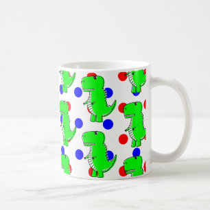 Groene Dinosaur Red Blue Polka Dot Pattern Koffiemok