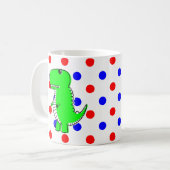 Groene Dinosaur Red Blue Polka Dots Coffee Mok (Voorkant links)