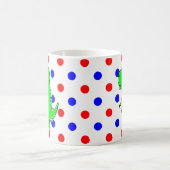 Groene Dinosaur Red Blue Polka Dots Coffee Mok (Center)