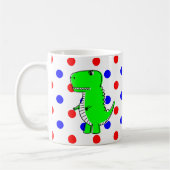 Groene Dinosaur Red Blue Polka Dots Coffee Mok (Links)