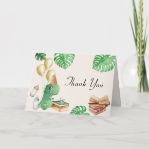 Groene Dinosaur Verhaalboek Ballon Baby Shower Bedankkaart