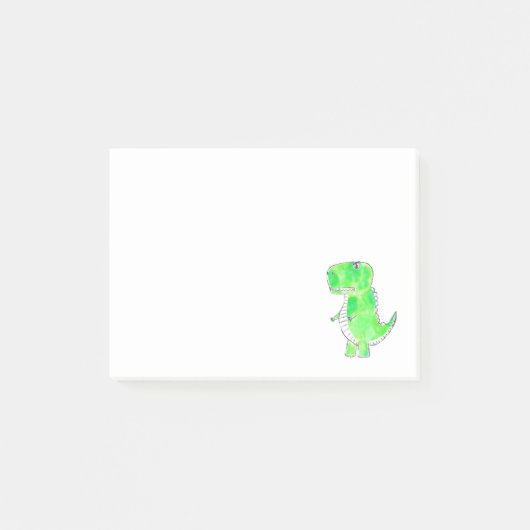 Groene Dinosaur Waterverf Tekening Notities Post-it® Notes (Voorkant)