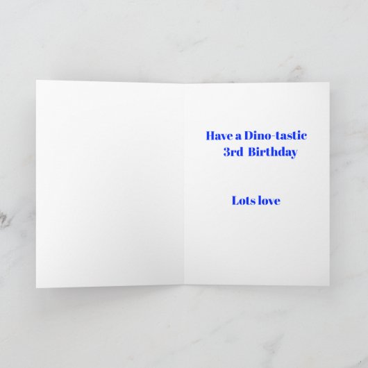 Groene dinosaurus 3e verjaardag kaart (Binnen)