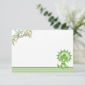 Groene Dinosaurus Baby shower Dankjewel Kaart (Staand voorkant)