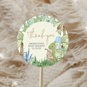 Groene Dinosaurus Baby Shower  Ronde Sticker