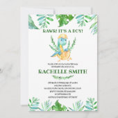 Groene Dinosaurus Baby Shower Uitnodiging (Voorkant)