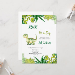 GROENE DINOSAURUS BABYSHOWER KAART
