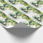 Groene Dinosaurus Bloemen Baby shower Cadeaupapier (Hoek)