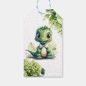 Groene Dinosaurus Bloemneutraal Dank u Cadeaulabel (Achterkant)