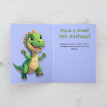 Groene Dinosaurus Blue Gingham Verjaardag Kaart