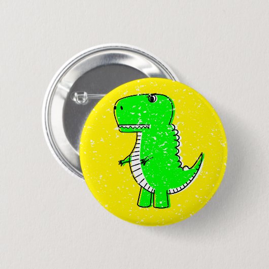Groene Dinosaurus Distressed Tekening Geel Ronde Button 5,7 Cm (Voorkant /achterkant)
