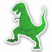 groene dinosaurus gepersonaliseerde jouw naam stic sticker (Voorkant)