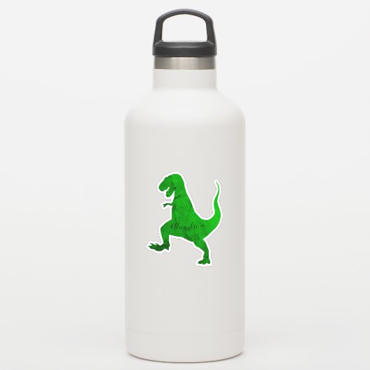 groene dinosaurus gepersonaliseerde jouw naam stic sticker (Waterfles)
