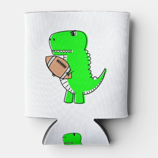 Groene dinosaurus houdt van voetbal blikjeskoeler (Voorkant)