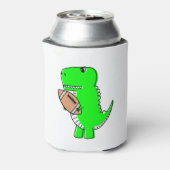 Groene dinosaurus houdt van voetbal blikjeskoeler (Blikje Achterkant)