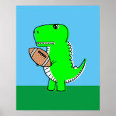 Groene dinosaurus houdt van voetbal poster (Voorkant)
