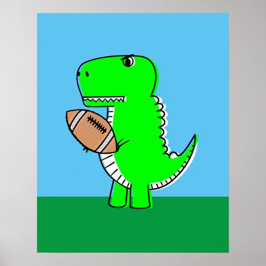 Groene dinosaurus houdt van voetbal poster (Voorkant)