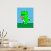 Groene dinosaurus houdt van voetbal poster (Keuken)