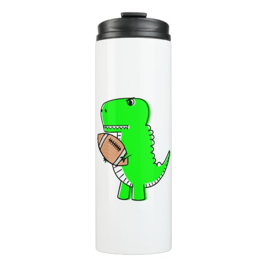Groene dinosaurus houdt van voetbal thermosbeker (Voorkant)