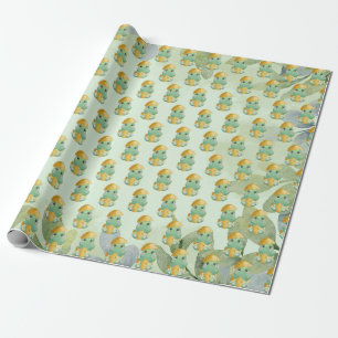 Groene Dinosaurus Jongens Baby shower Cadeaupapier