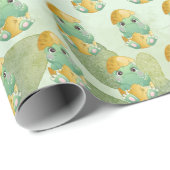 Groene Dinosaurus Jongens Baby shower Cadeaupapier (Rol Hoek)