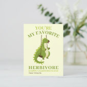 Groene dinosaurus kinder school Valentijnse jongen Feestdagenkaart (Staand voorkant)