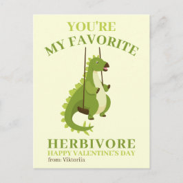 Groene dinosaurus kinder school Valentijnse jongen Feestdagenkaart