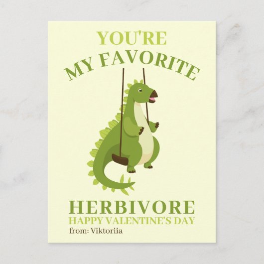 Groene dinosaurus kinder school Valentijnse jongen Feestdagenkaart (Voorkant)