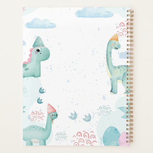 Groene Dinosaurus maand en week Planner (Achterkant)