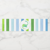 Groene Dinosaurus met blauwe en groene strepen Waterfles Etiket (Enkel label)