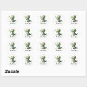 Groene Dinosaurus met Bloem Dank U Ronde Sticker (Vel)