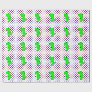 Groene dinosaurus rode blauwe polka stippen Inpak Cadeaupapier