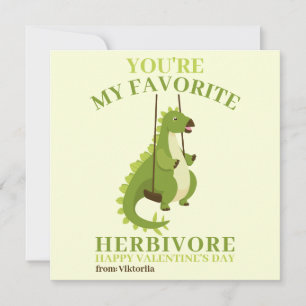 Groene dinosaurus schattig grappige dino Valentijn Feestdagenkaart