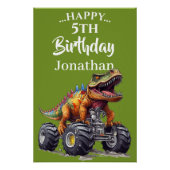 Groene Dinosaurus T-Rex Monster Truck thema Perfect Poster (Voorkant)