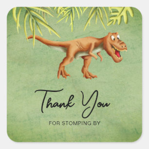 Groene Dinosaurus T Rex Verjaardagsfeestje Vierkante Sticker