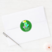 Groene Dinosaurus Tekening Eerste Verjaardagsfeest Ronde Sticker (Envelop)