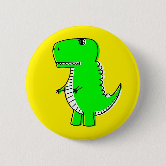 Groene dinosaurus tekening geel ronde button 5,7 cm (Voorkant)