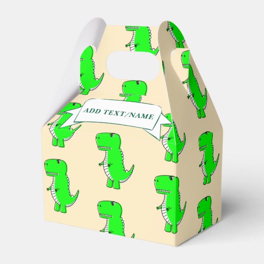 Groene dinosaurus tekening op maat bedankdoosjes (Voorkant Zijde)