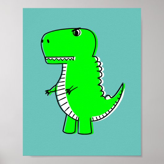 Groene Dinosaurus Tekening Poster (Voorkant)