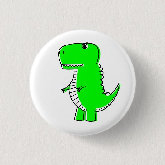 Groene Dinosaurus Tekening  Ronde Button 3,2 Cm (Voorkant)