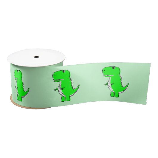 Groene Dinosaurus Tekening Satijnen Lint (Spoel)