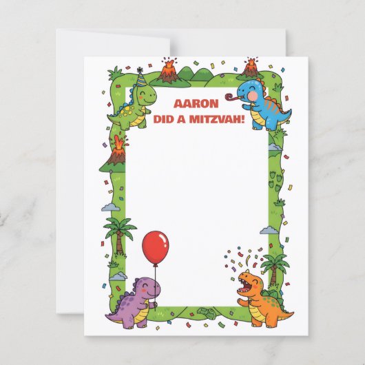 Groene dinosaurus thema Gepersonaliseerd naam Mits (Voorkant)