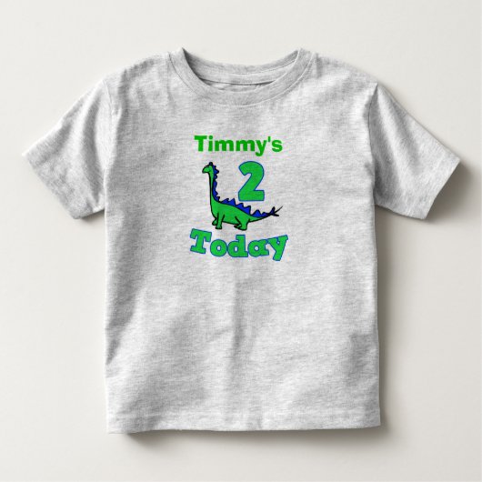 Groene Dinosaurus Tweede Verjaardag Jongen Shirt (Voorkant)