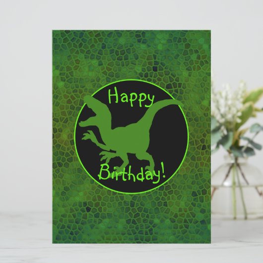 Groene Dinosaurus Verberg Gelukkige Verjaardag! Kaart (Staand voorkant)